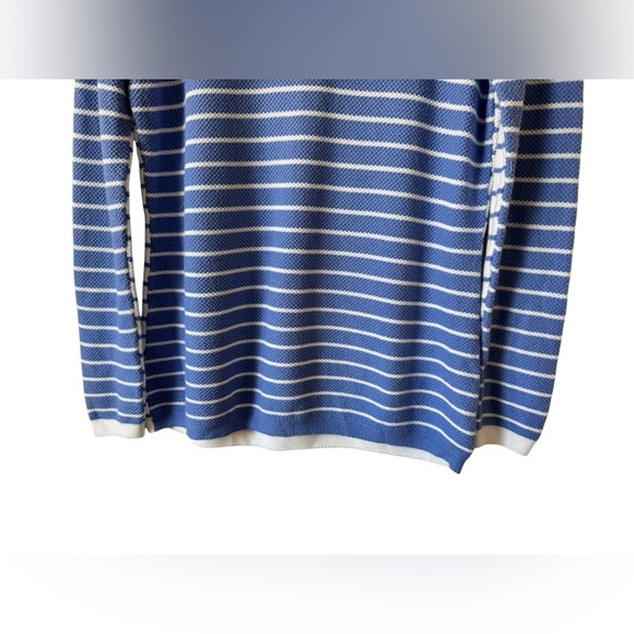 J. McLaughlin White and Blue Striped Knit Long Sleeve Sweater Top M - Picture 5 of 9